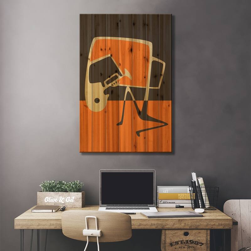 Blues' Horn Print On Wood by Jazzberry Blue - Multi-Color