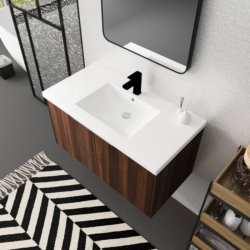 Modern Design 36 Inch Float Mounting Bathroom Vanity With Sink Soft