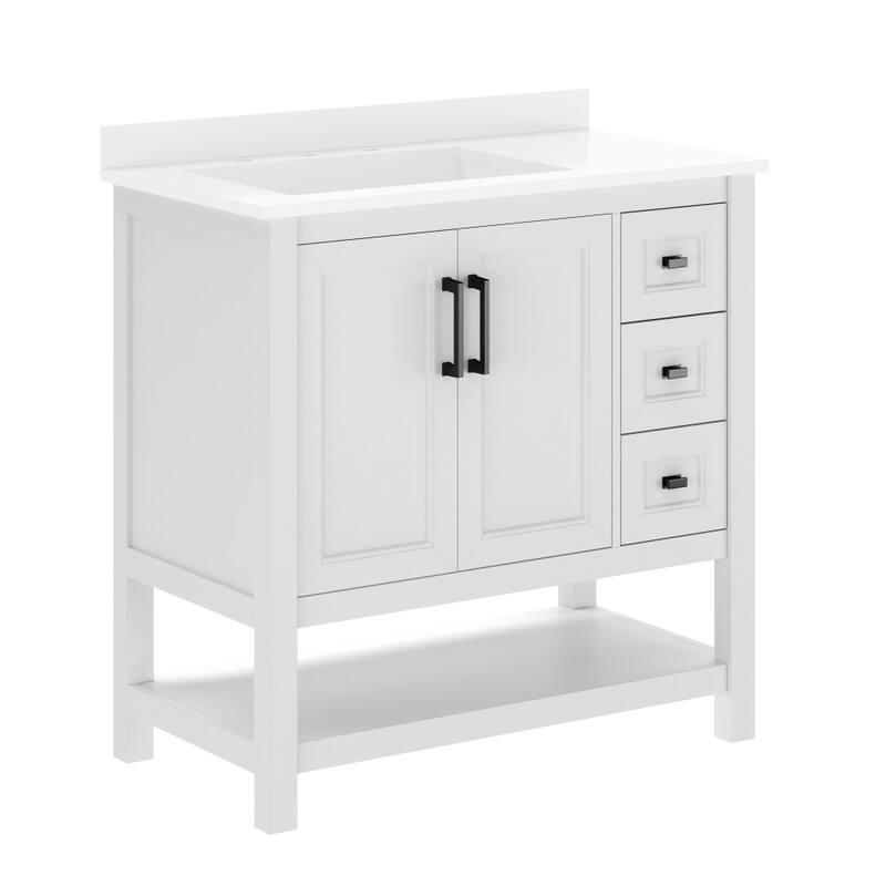 Bathroom Vanity with Sink, Open Storage, and Storage Drawers