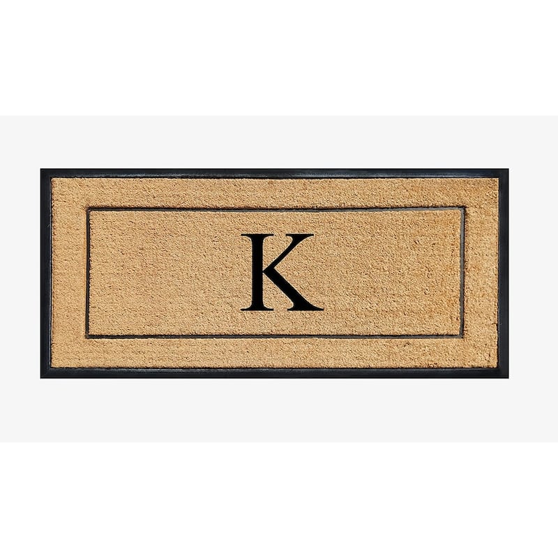 A1HC Natural Coir & Rubber Large Monogrammed Door Mat 30"x60" - 30"X60" - K