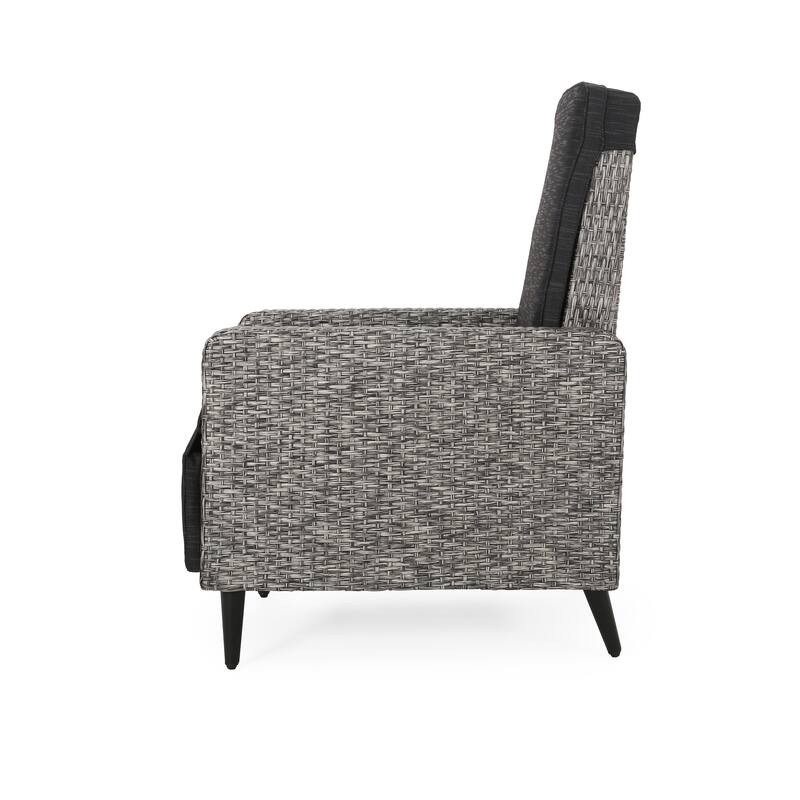 Roomfitters Outdoor Wooden Rocking Chair with Cushion, Acacia Wood Frame, Slatted Back, Weather-Resistant Finish, Dark Grey