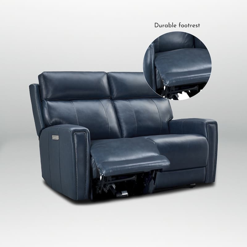Genuine Leather Reclining Loveseat with Dual-Power Adjustable Headrest & Footrest, Zero Gravity, USB & USB-C Charging Ports
