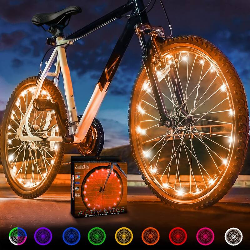 Activ Life Bicycle Lights (2 Tires, Orange), Best Gifts for 7-Year-Old Boys & Girls, Unique Beach Vacation Ideas