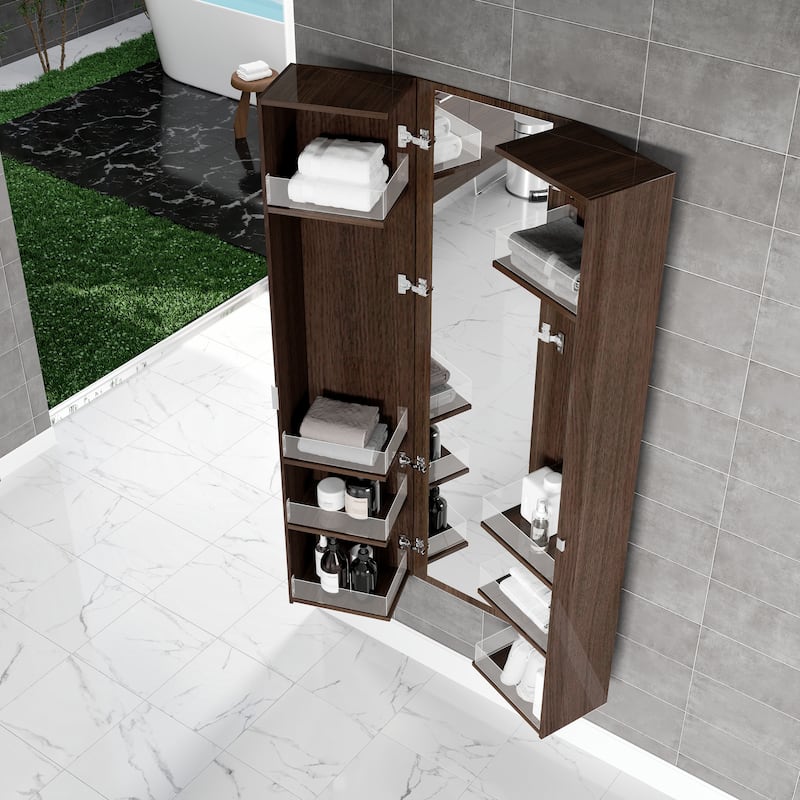Eviva Luxurious 16"W x 16"D x 67"H Wall-Mounted Linen Cabinet