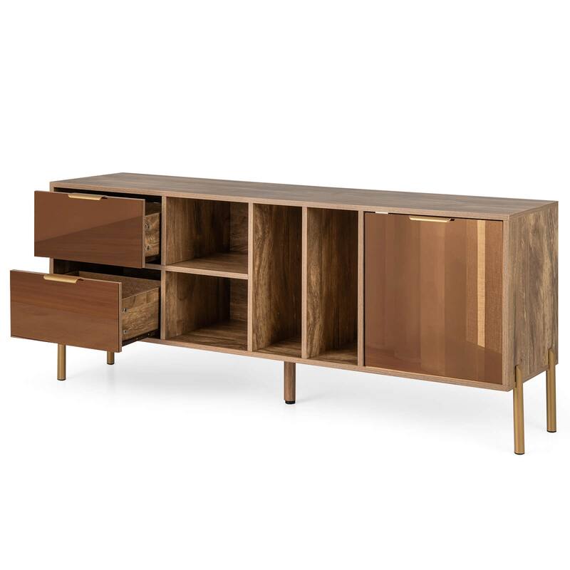 Costway Mirrored Buffet Cabinet Rustic Kitchen Sideboard Storage - See Details