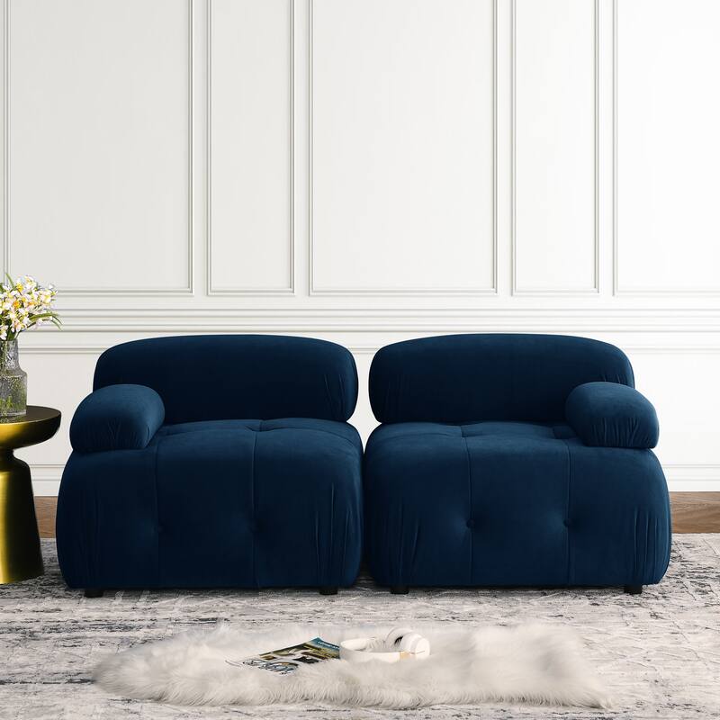Blue 93" Modular L-Shaped 4-Seater Sofa with Reversible Ottoman