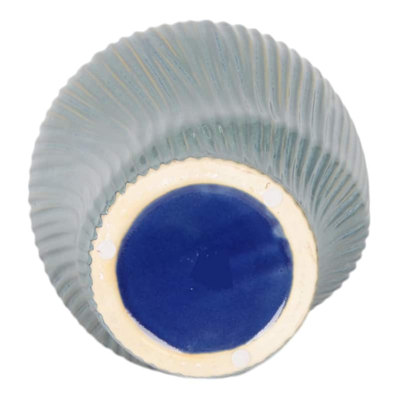 Ceramic Decorative Vase with Ribbed Texture Sculptural Hollow Design