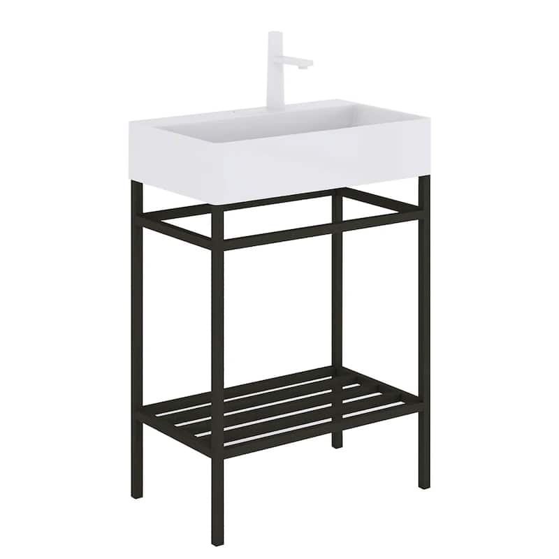24" Freestanding Bathroom Vanity with Ceramic Sink - 23.62'' x13.98'' x 33.46''