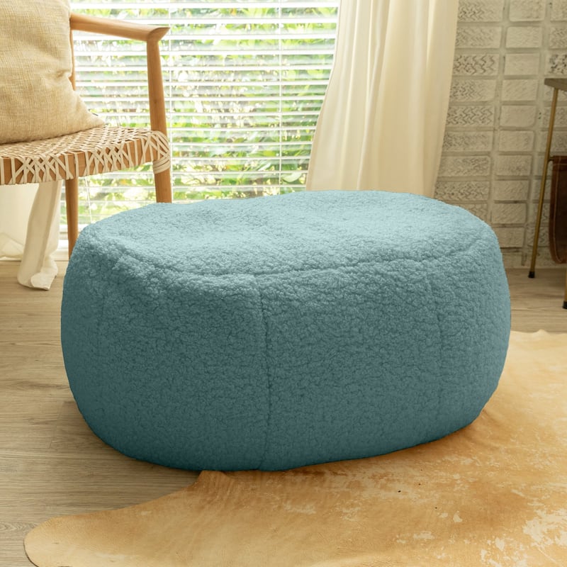 Jaxx Ellis Pouf - Modern Shearling Faux-Lamb Plush Fleece Ottoman