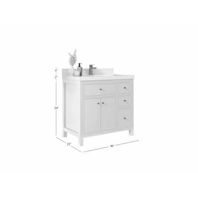 Willow Collections 36 in W x 22 in D Sonoma Center Sink Free Standing Reeded Bathroom Vanity with Countertop