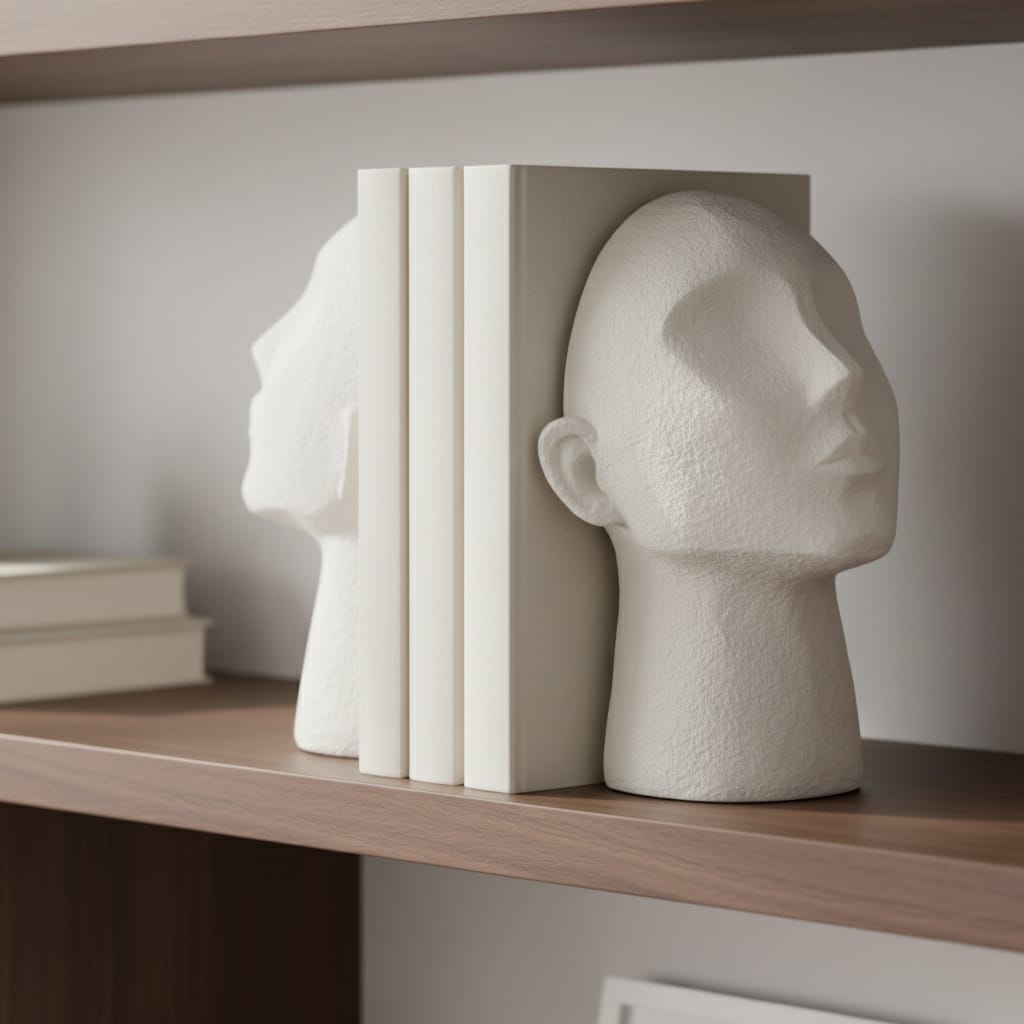 Sagebrook Home Elegant White 9" Textured Head Up Bookends (Set of 2) - 9.0"
