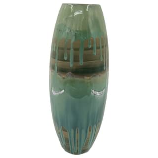Modern Ceramic and Metal Decorative Vase with Textured Detailing