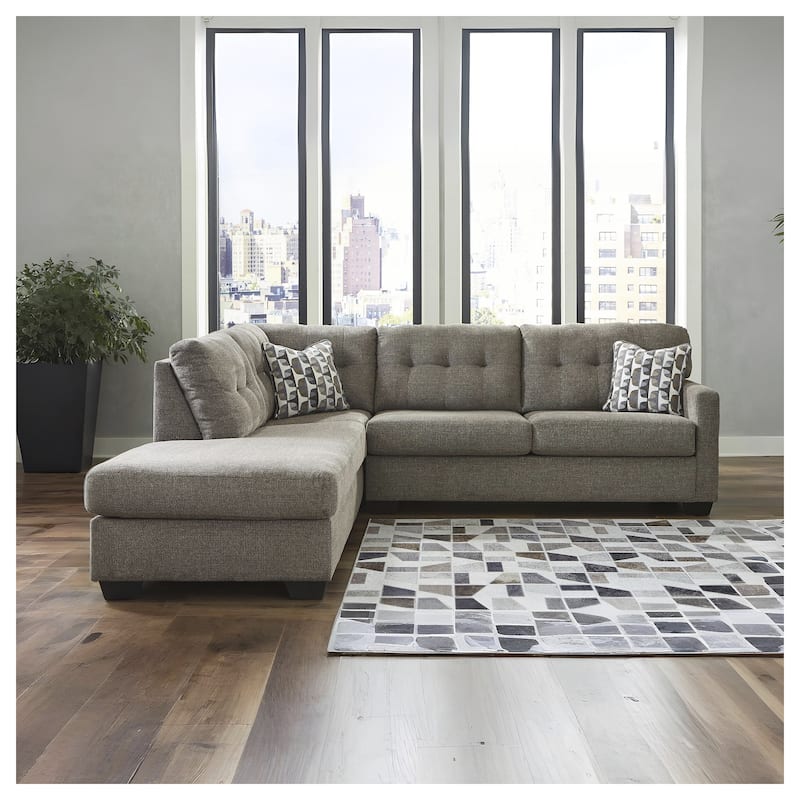 Signature Design by Ashley Mahoney 2-Piece Sectional with Chaise - 105"W x 90"D x 37"H - Chocolate - Left Facing