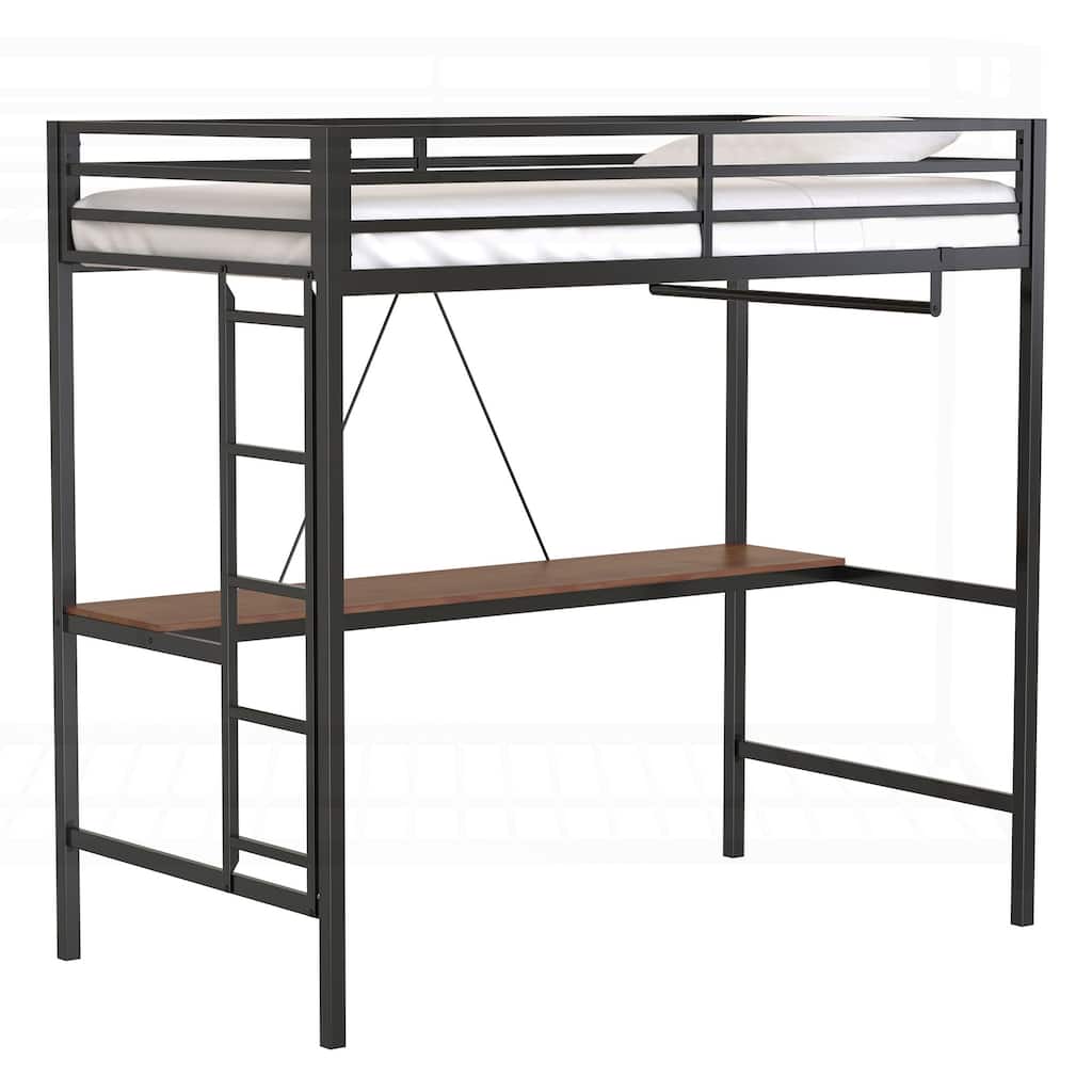 Versatile Twin Loft Bed with Integrated Desk and Safety Features for All Ages