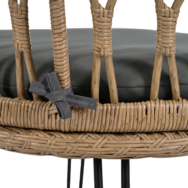 Outdoor Leisure Set, 2 Rattan Single Chairs with A Glass Round Table, Perfectly Suited for Patios, Balconies, and Courtyards