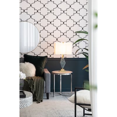 A&B Home Table Lamp with Diamond-Shaped Marble Base