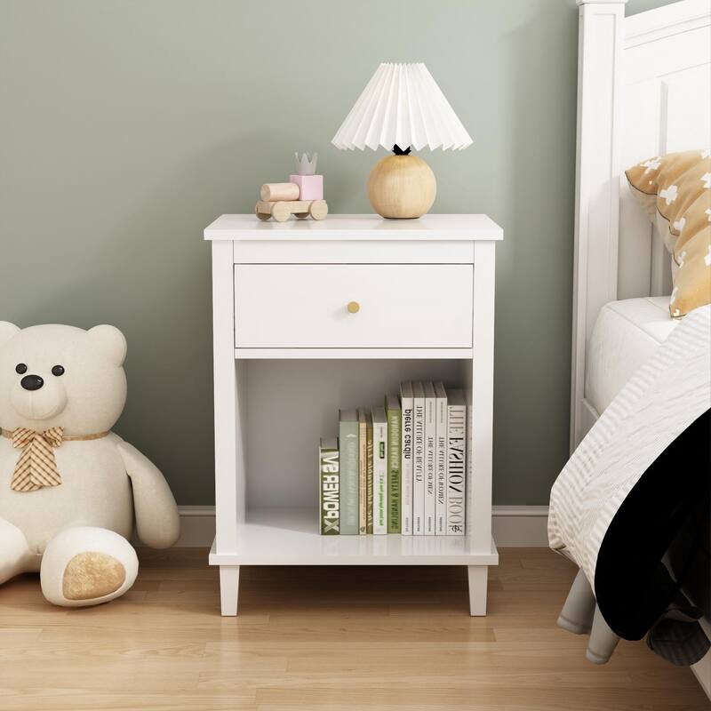 End Side Table, Bedside Table, Storage Cabinet, Accent Table - White