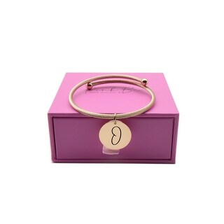 Solid Stainless Steel Open Cable Initial Charm Bracelet By Pink Box