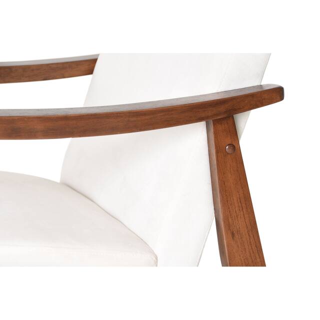 Zenvida Mid Century Modern Accent Armchair Solid Hardwood Upholstered