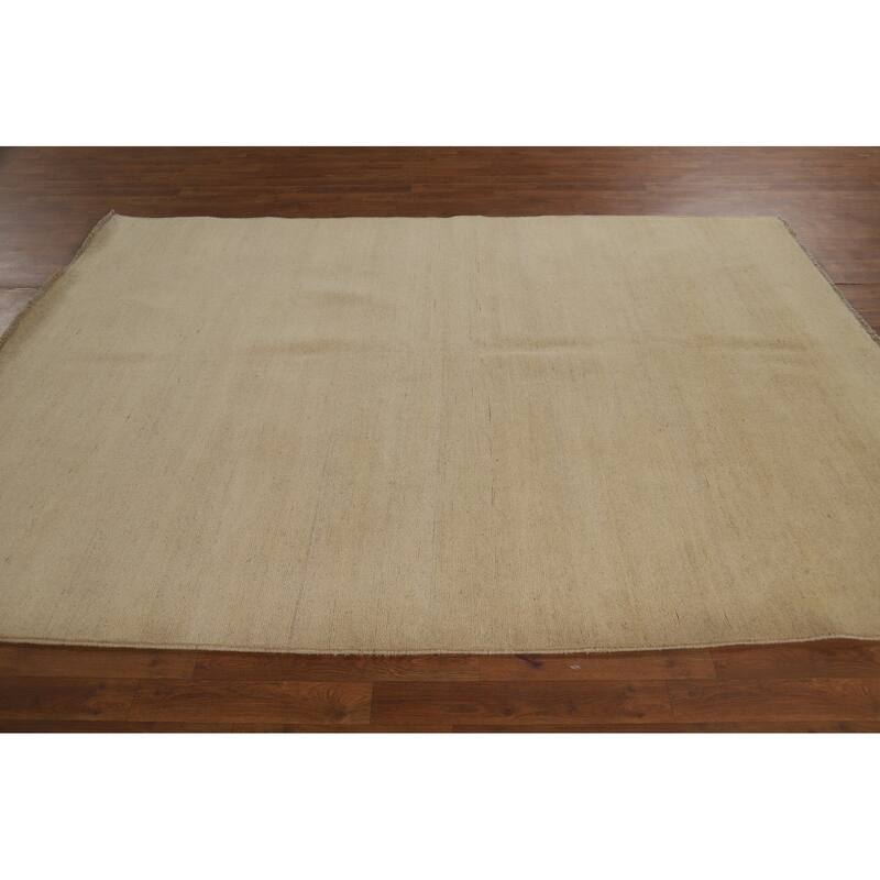 Modern Gabbeh Oriental Area Rug Hand-Knotted Solid Wool Carpet - 6'2"x 8'9"