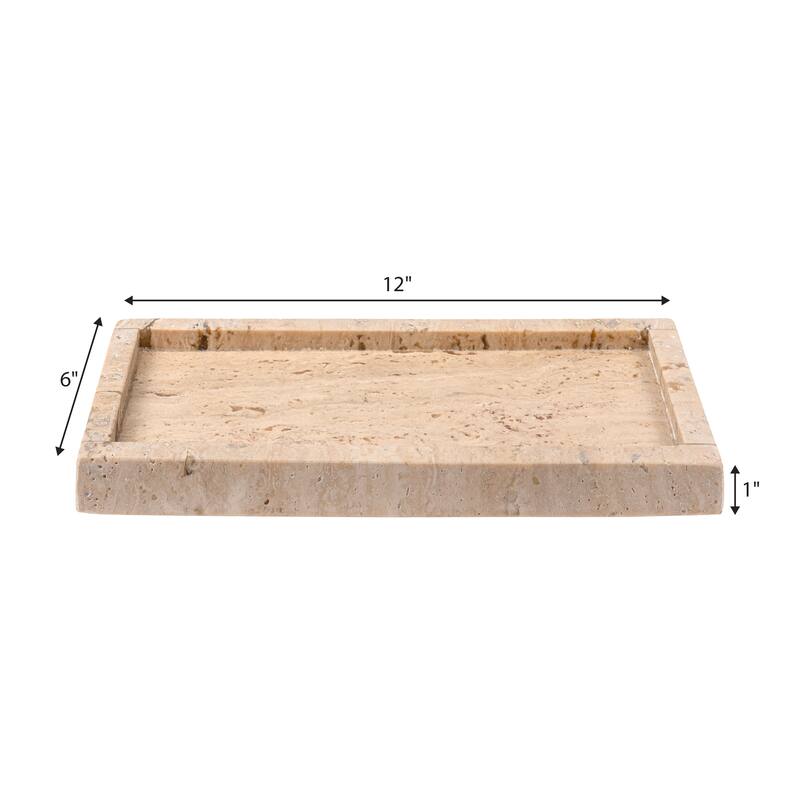 Luxe Stone Classic Minimalist Rectangular Marble Bathroom Countertop Tray