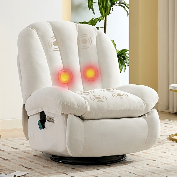 LIBeRté Playfulness Shell Shape Power Recliner Chair, Chenille Fabric Swivel Rocker