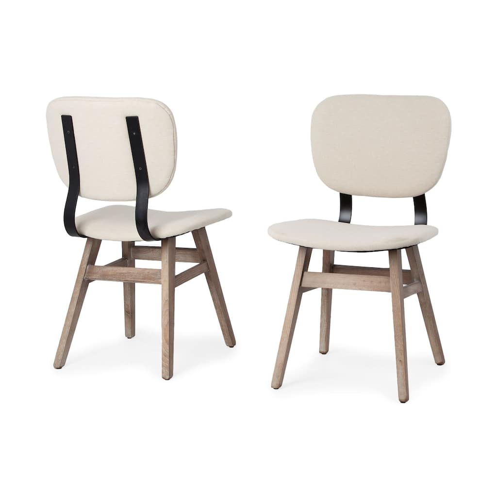 Haden Cream Fabric Wrap With Brown Solid Wood Base Dining Chair (Set of 2) - 18.5L x 18.5W x 33.3H