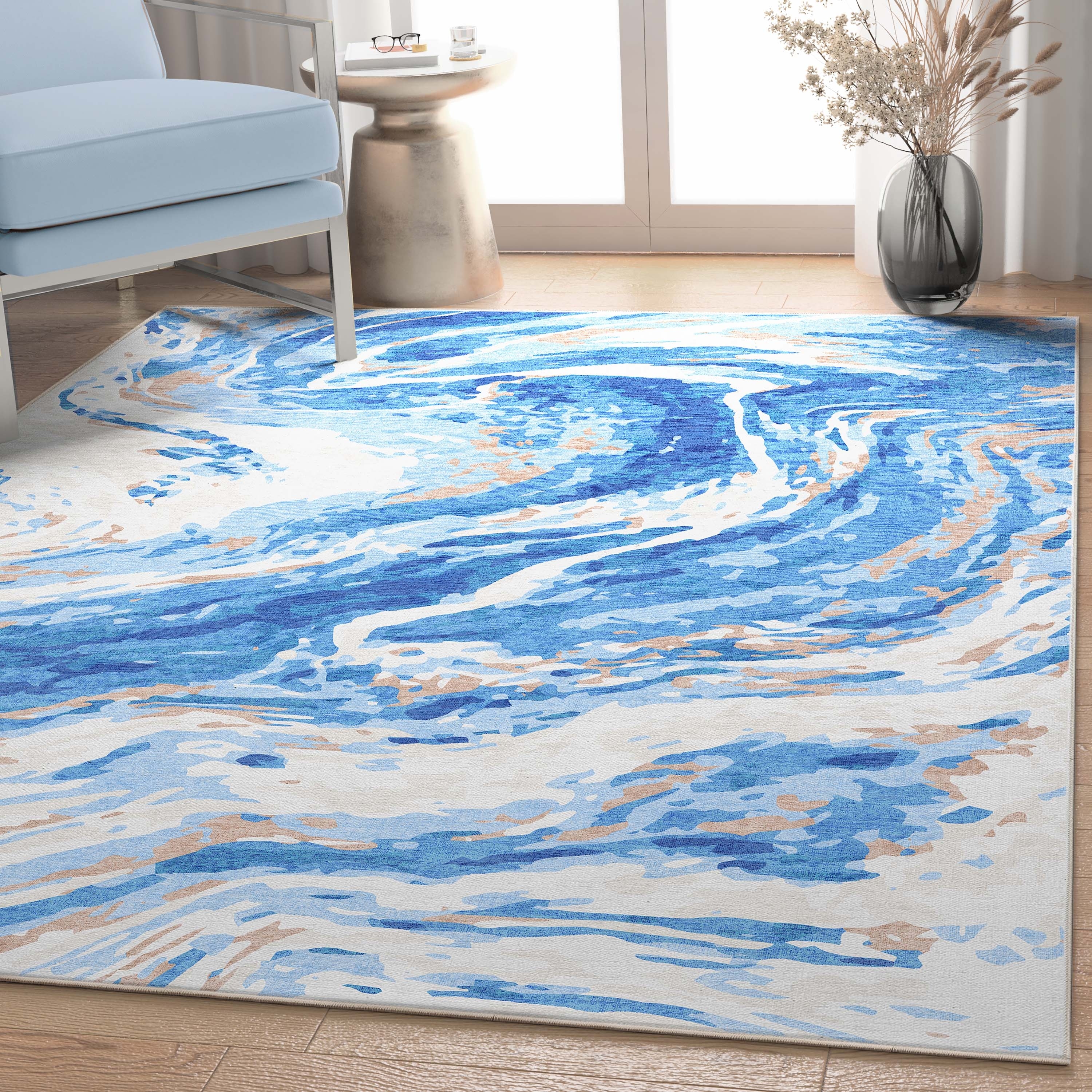 Well Woven Abstract Dunes Retro Marble Flat-Weave Area Rug