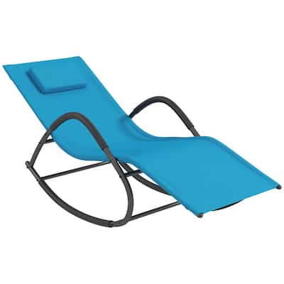 Outsunny Zero Gravity Rocking Chair Outdoor Chaise Recliner Rocker with Detachable Pillow & Weather-Fighting Fabric for Pool