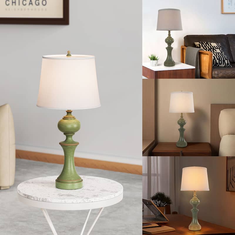 Traditional Green Poly Table Lamp (Set of 2)