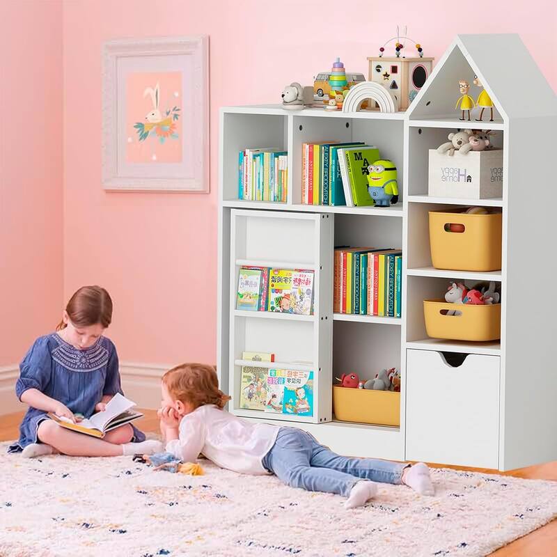 Kids Bookshelf with Storage, Toy Organizer, Kids Bookshelf with Storage Cubby,Bookcase