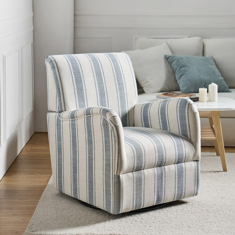 Pancy Traditional Swivel Armchair with Jacobean Strip Pattern by HOLALA HOME