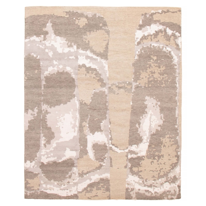 ECARPETGALLERY Hand-knotted Tangier Khaki Viscose, Wool Rug - 8'0 x 9'11 - Khaki - 8'0 x 9'11