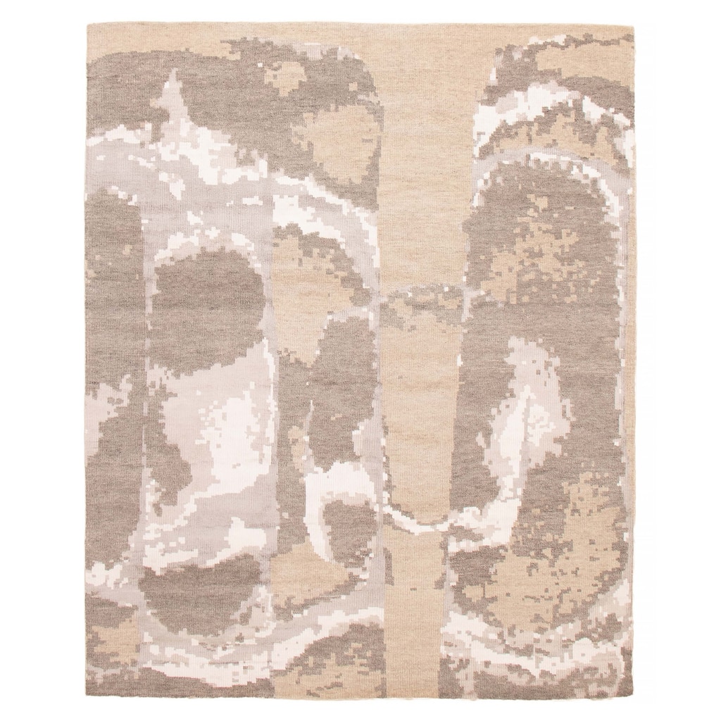 ECARPETGALLERY Hand-knotted Tangier Khaki Viscose, Wool Rug - 8'0 x 9'11