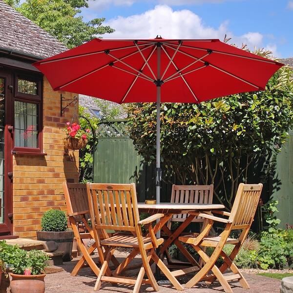 Shop Black Friday Deals On Costway 9 Patio Market Umbrella Outdoor Table Aluminum Crank W 8 Rib Overstock 31677455