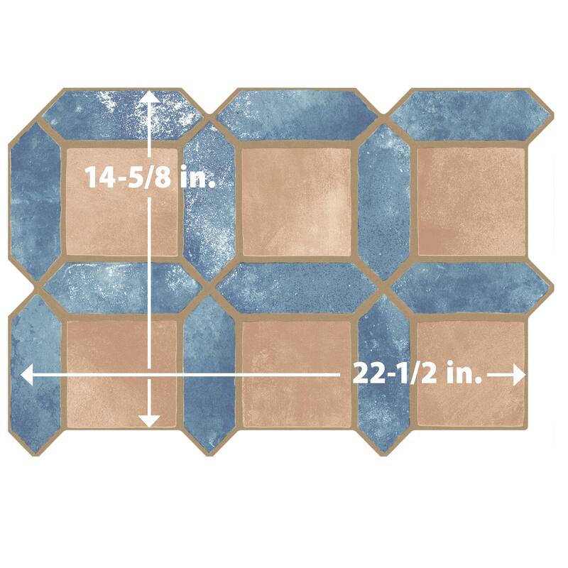 Merola Tile Picket Arendel Blue with Terra Square 14-5/8" x 22-1/2" Porcelain Floor and Wall Tile
