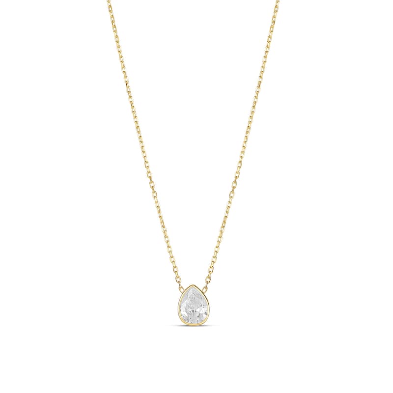 SHYMI Mini Bezel Solitaire Necklace - Gold Pear - Yellow