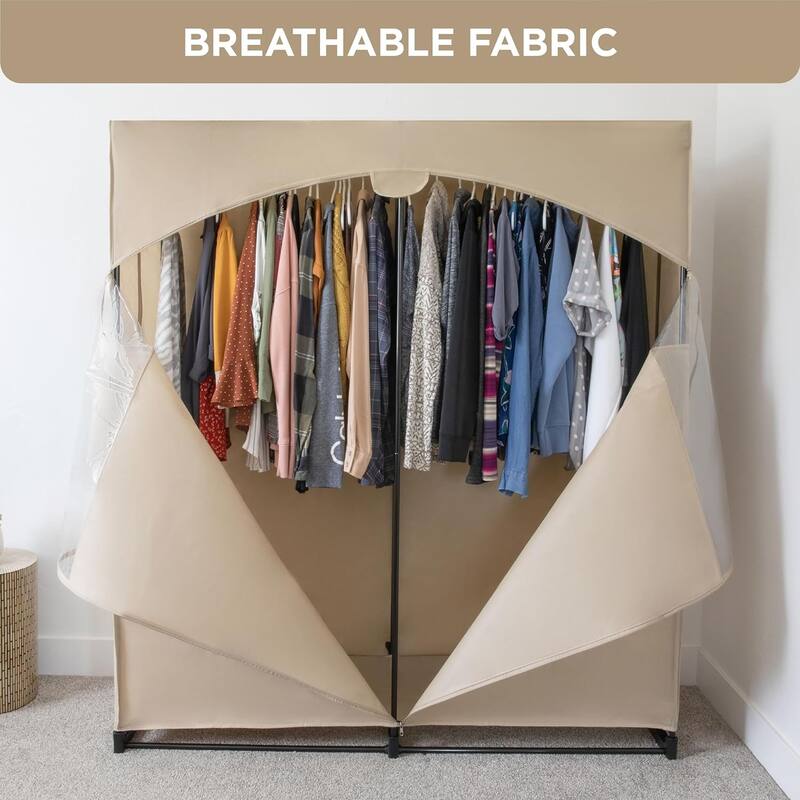 HOLDN’ STORAGE Portable Wardrobe Closet for Hanging Clothes - Large - Heavy Duty Hanging Rod with 50 Lb. Weight Capacity