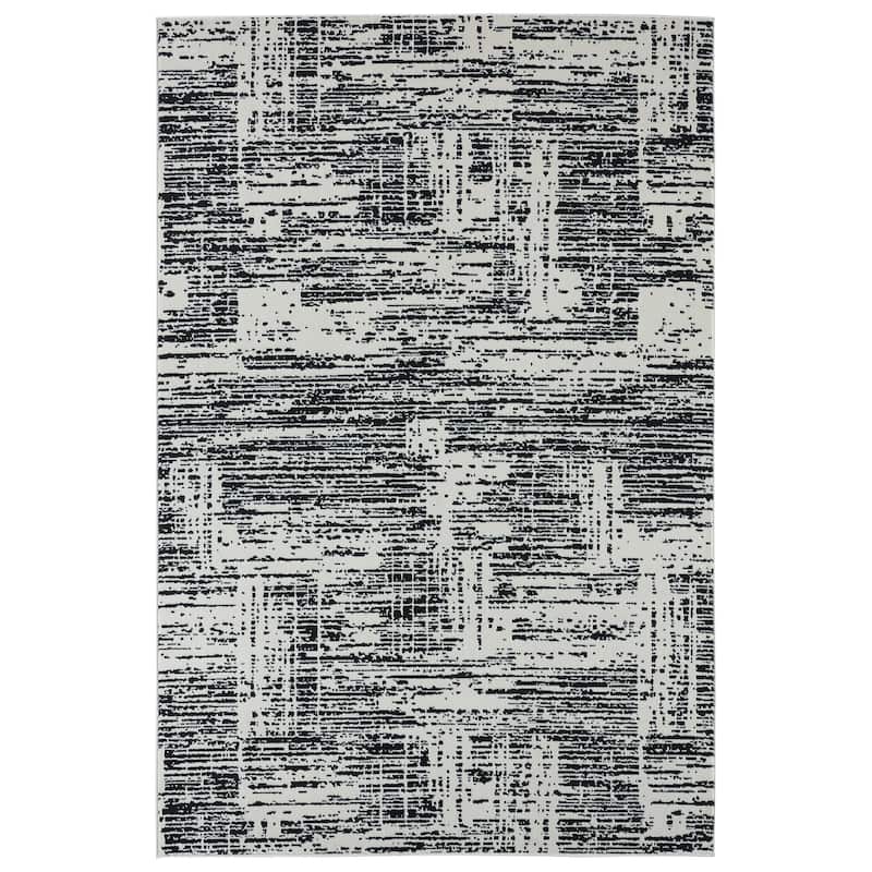 Abani Aspen Collection Contemporary Beige Grid Area Rug