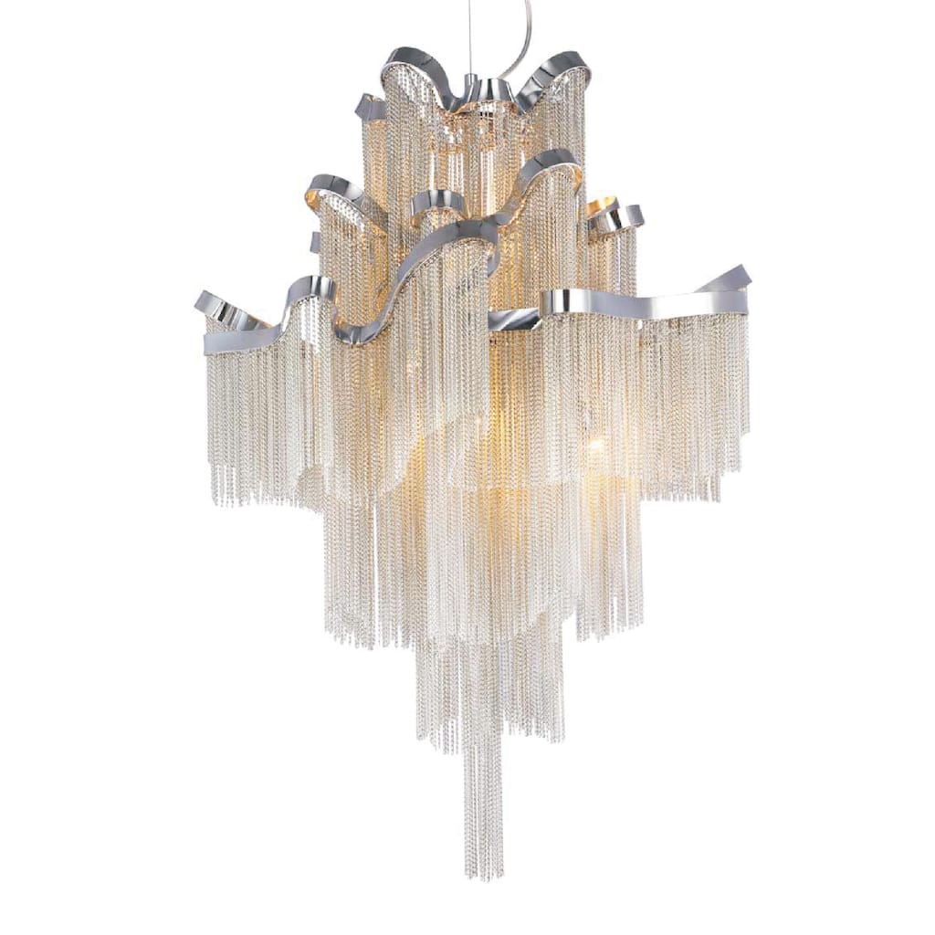 8 Light Chrome Aluminum Chain Chandelier