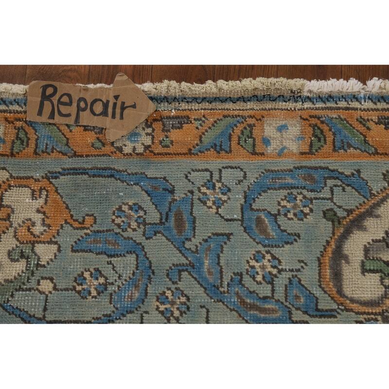Light Blue Floral Tabriz Persian Rug Hand-Knotted Wool Carpet - 7'7"x 11'1"
