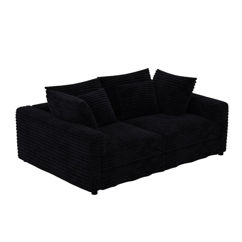 Sectional Couch with 3 Ottoman, 102.4" Corduroy Deep Seat Couches with Pillows, Convertible Sofa Lounge Chair for Living Room