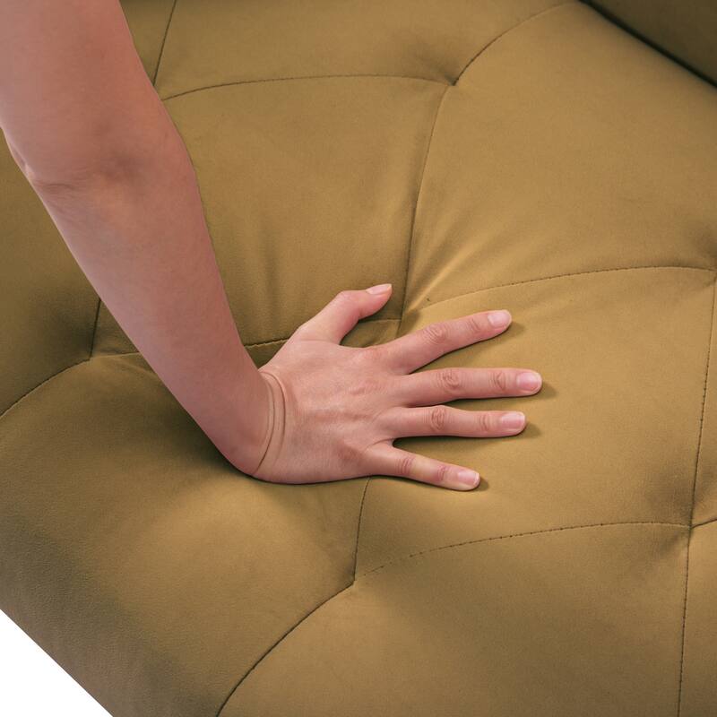 Brown Velvet Convertible Futon Sofa Bed with Adjustable Backrest and Cup Holders