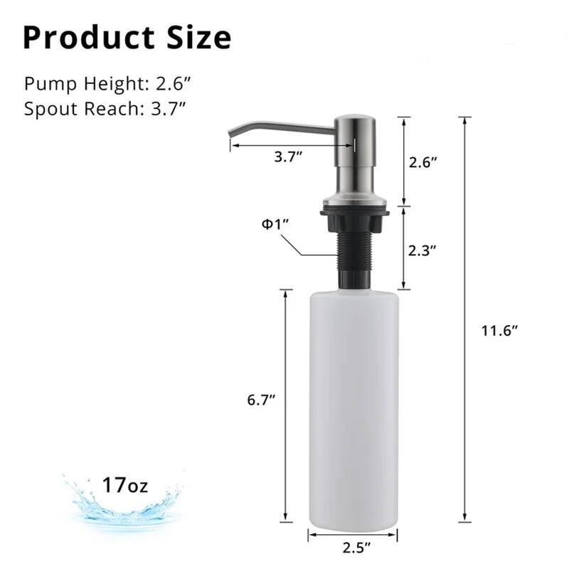 Dish Soap Dispenser for Kitchen Sink Lotion Dispenser 17 OZ Bottle Built in Design Refill from The Top