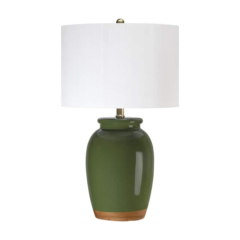 3-Way Ceramic Table Lamp with White Drum Shade - 23 in. H