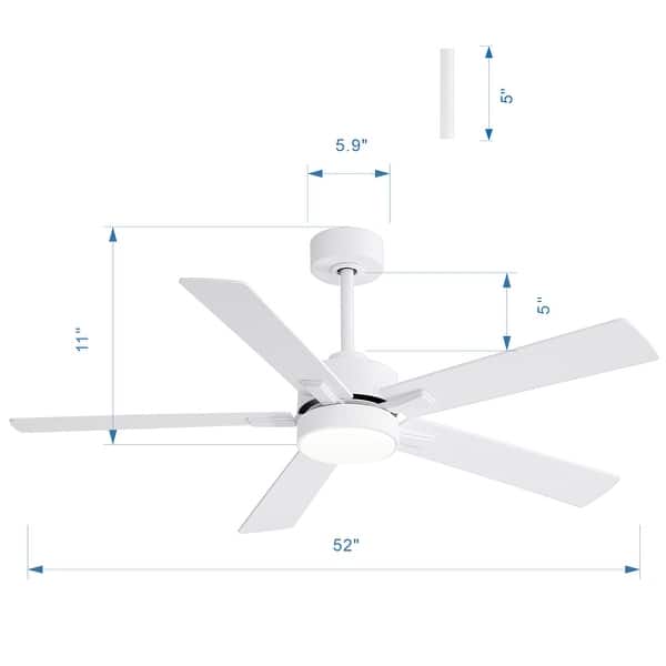 dimension image slide 13 of 17, 42/48/52/56/60/65-IN LED Ceiling Fan with Light Kit and Remote(5/6/7/8-Blade)