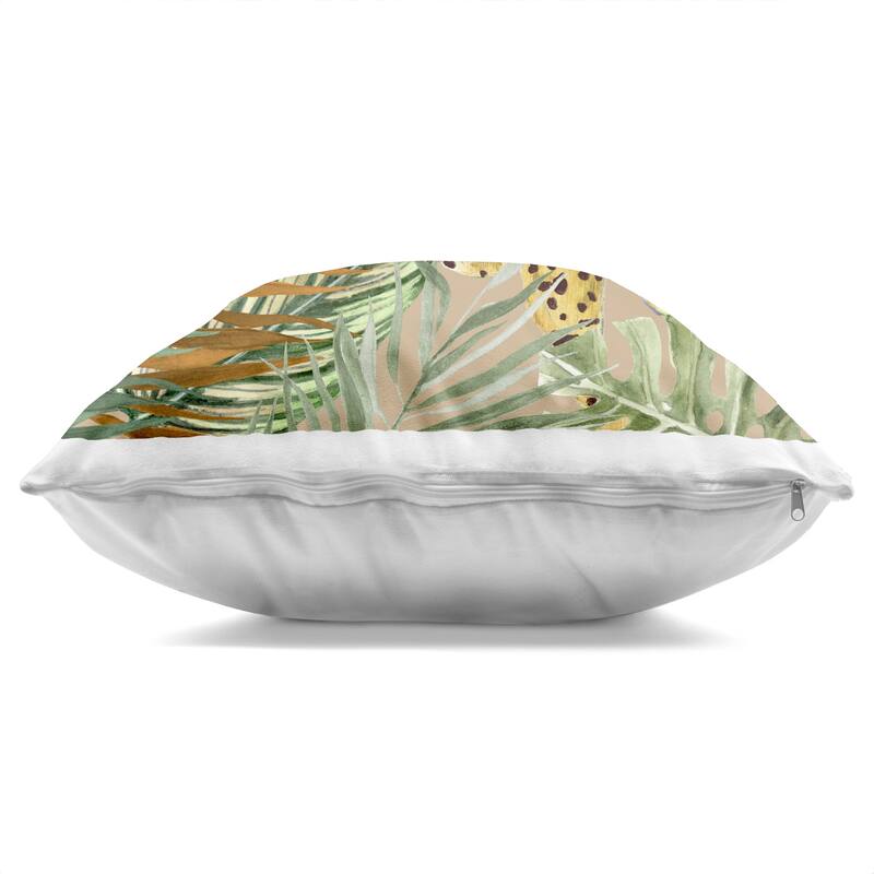 Stupell Palm Leaves Surrounding Leopard Decorative Printed Throw Pillow Design by Janet Tava