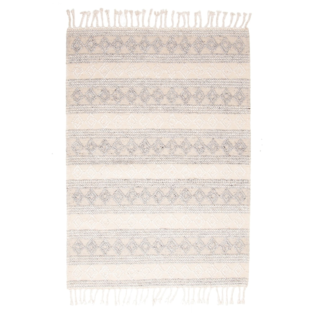 ECARPETGALLERY Braid weave Sienna Grey Wool Rug - 5'3 x 7'5