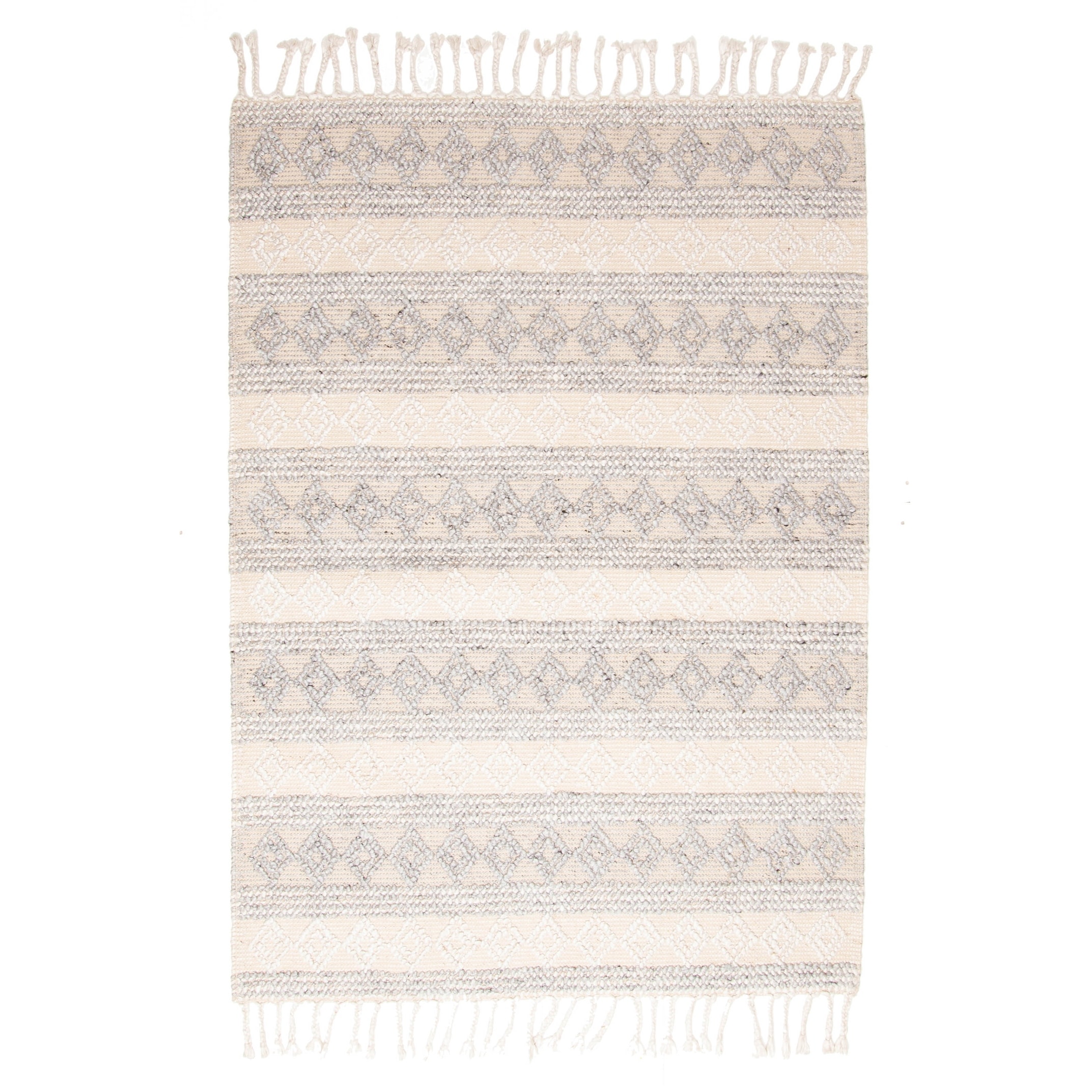 ECARPETGALLERY Braid weave Sienna Grey Wool Rug - 5'3 x 7'5