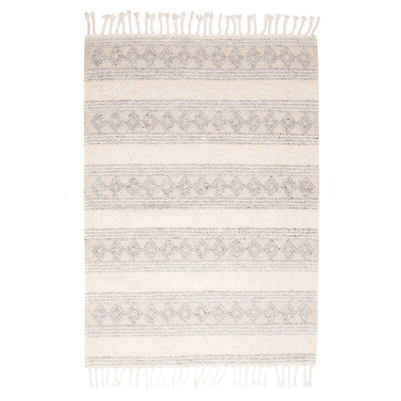 ECARPETGALLERY Braid weave Sienna Grey Wool Rug - 5'3 x 7'5